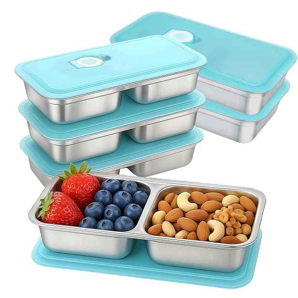 Lunchbox nádoba na potraviny Sada x6 Nerezová Ocel Hermické s víkem