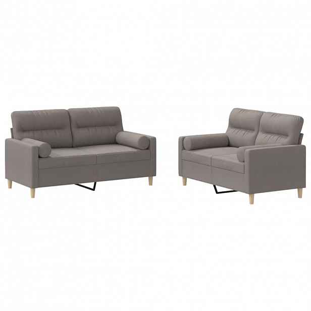 vidaXL 2dílná sedací souprava s polštáři taupe textil