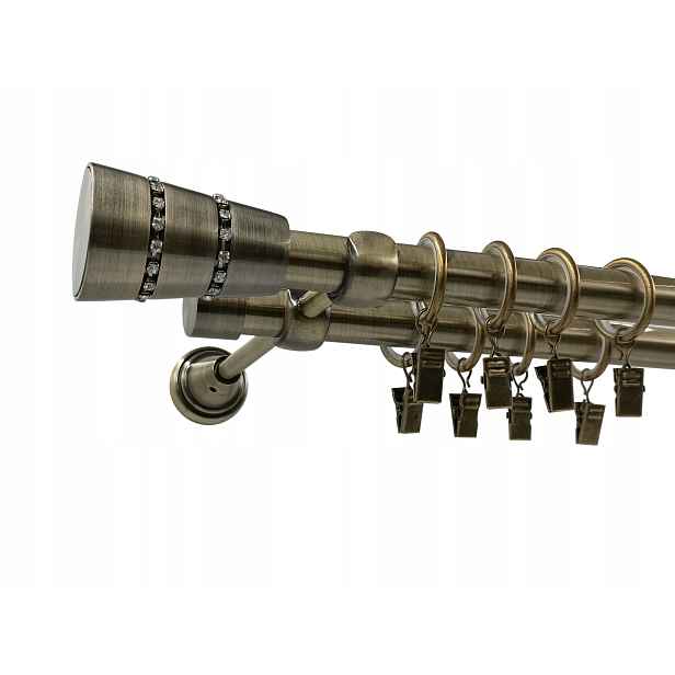 Garnýž Kovový Lux 19+19mm galvanizovaný Zlato Antik 140 Cm MIX Koncovek