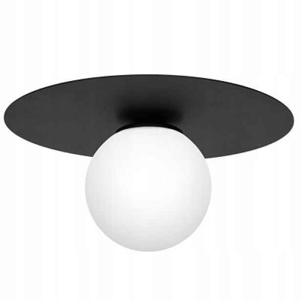 Luminex Stropní svítidlo černá Ø35 cm skleněná koule E14 15W Flat