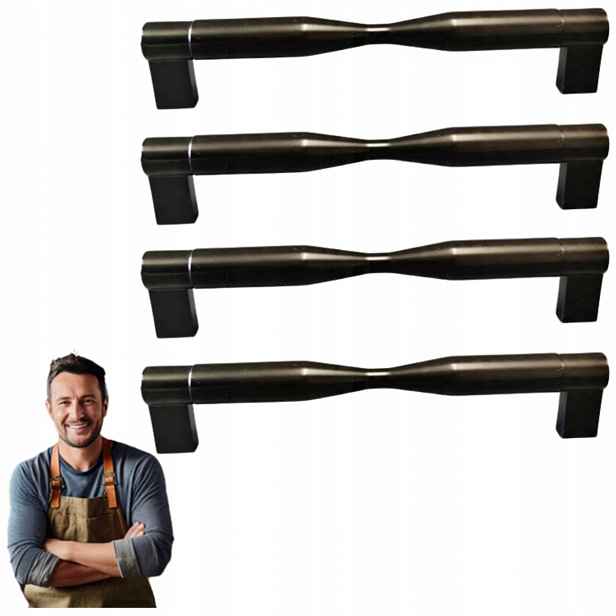 Nábytková Úchytka do skříňky Zásuvky Siva 160 mm Černý Mat 4ks