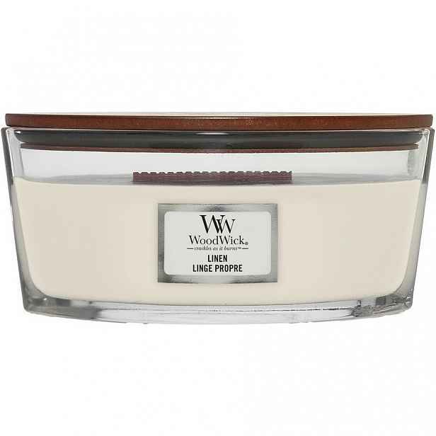 Woodwick Vonná svíčka loď Linen, 453 g