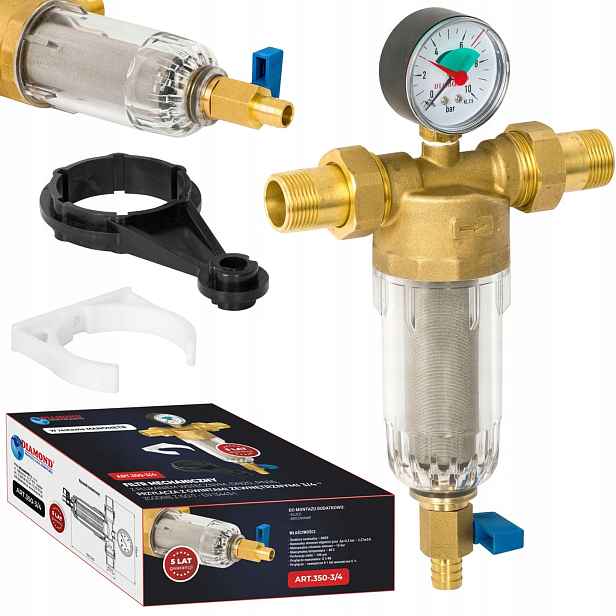 Mechanický Samočistící Vodní Filtr S Manometrem 3/4" DN20 S Oplachováním
