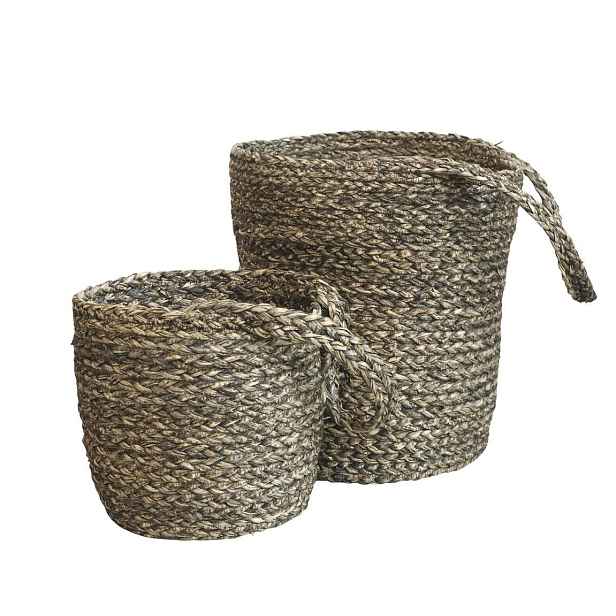 2ks závěsný úložný koš z mořské trávy Loani - Ø 27*30/ Ø 20*20 cm Chic Antique
