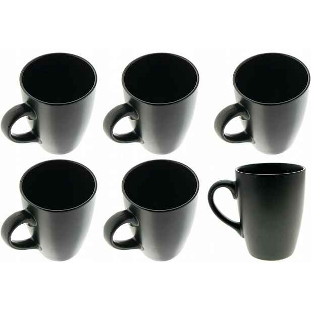 Hrníčky x6 Černý Hrnek 300ml Na Kávu Čaj Black