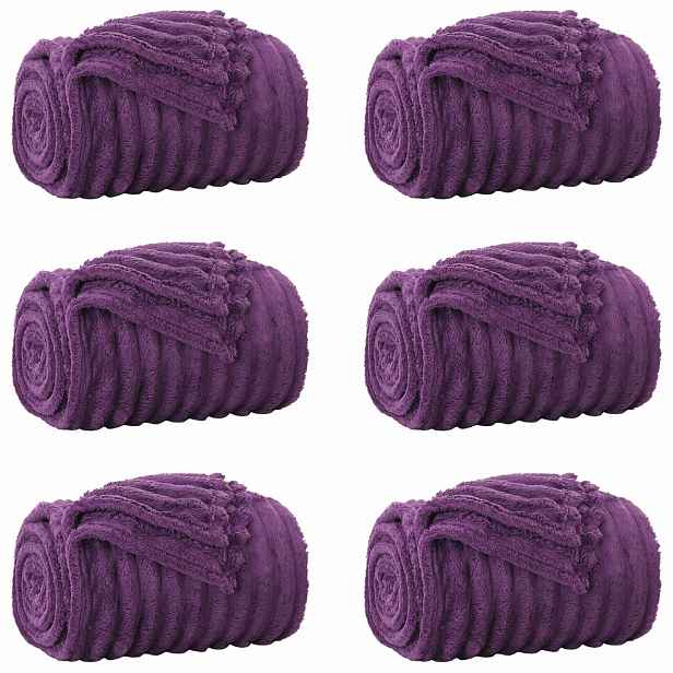 vidaXL Dekorační deky 6 ks Fialová 150 x 130 cm 2.85 kg Fleece