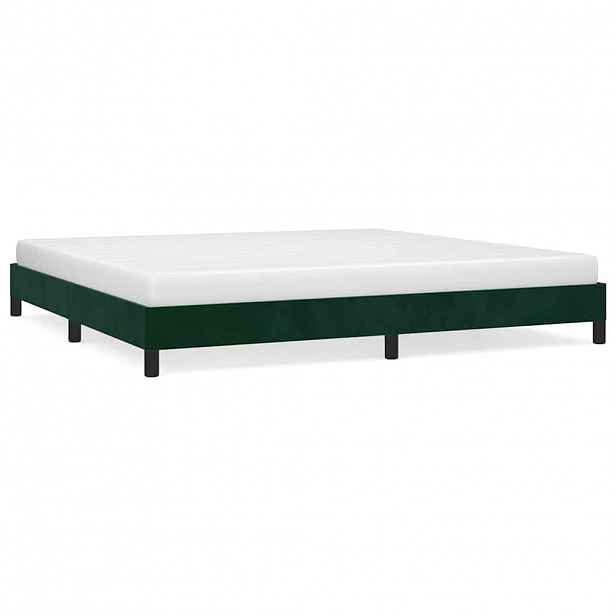 vidaXL Rám postele bez matrace tmavě zelená 200 x 200 cm samet