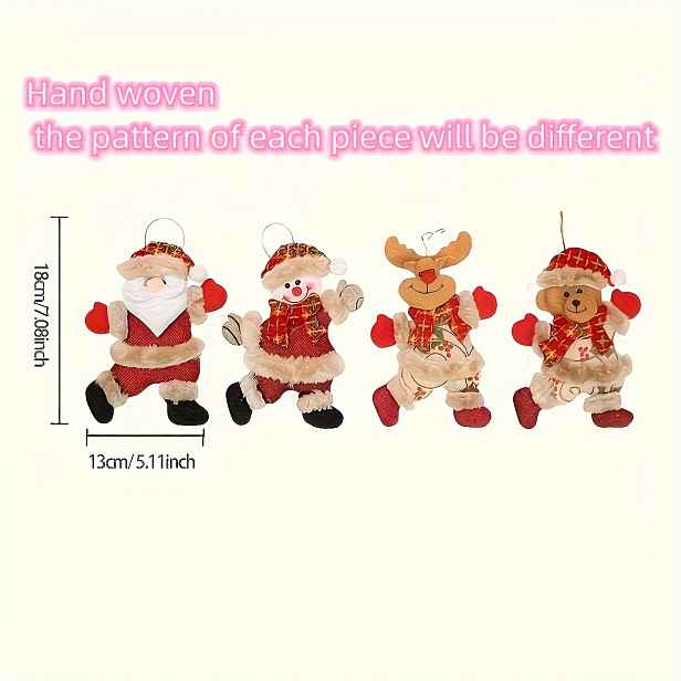 TEMU 4 ks/8 ks Vánoční Lampion Látkové Ozdoby Santa Claus Sněhulák Sob Teddy Medvídek Dekorace Vánoční Dekorace Závěsné