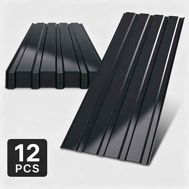 TEMU Pocínovaná trapezoidní plech 12 ks vlnitých plechů na střechu, dočasný odnímatelný kovový panel, vysoce odolný 0,25 mm, střešní materiál odolný