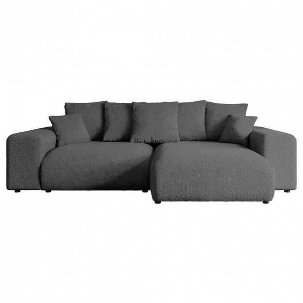 ALTDECOR ROHOVÁ SEDACÍ SOUPRAVA s otomanem vpravo ESKAR-L 266x176x72 platinová barva, buklé