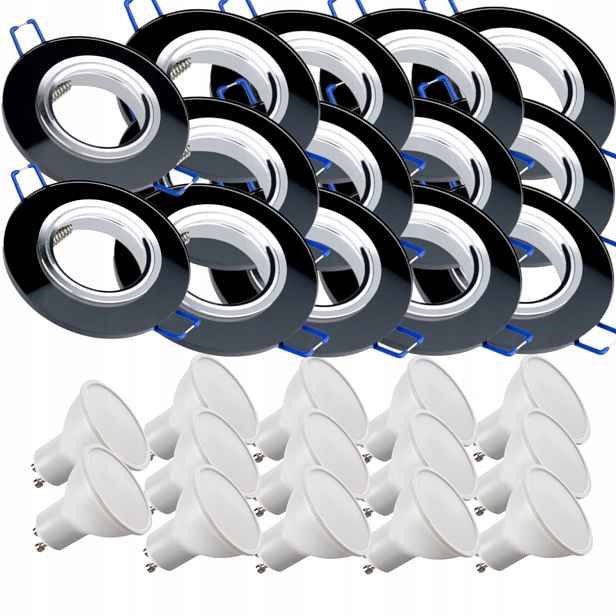 14x Skleněná Černá Stropní Lampa Halogenová Objímka Led Žárovky 10W