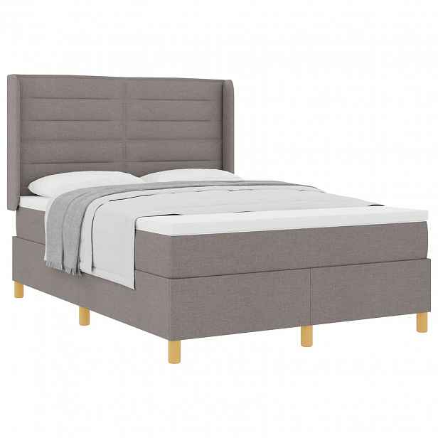 vidaXL Postel s boxspringem s čelo Taupe 140 x 200 cm textil
