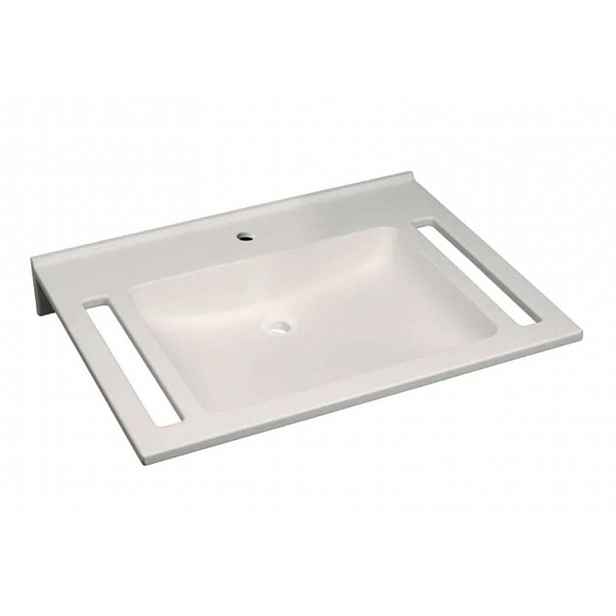 Geberit Publica - Umyvadlo bezbariérové, 70x55x12 cm, bez přepadu, otvor pro baterii, alpská bílá 402170016