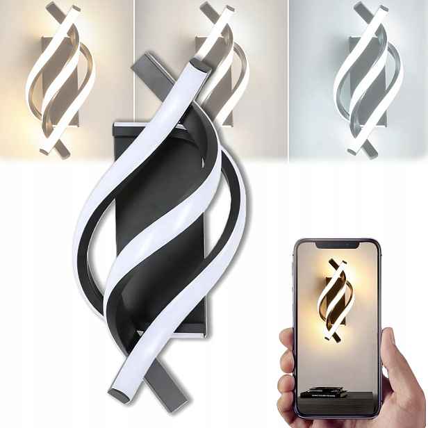 Led Nástěnná Lampa Do Ložnice, Obývacího Pokoje 22W 3000K, Černá