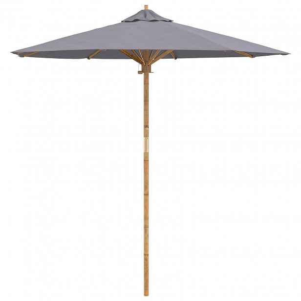 vidaXL Zahradní slunečník Ø 217 x 230 cm Bambus Kulatý Tmavě šedá