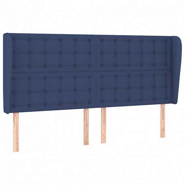 vidaXL Čelo postele typu ušák modré 163x23x118/128 cm textil