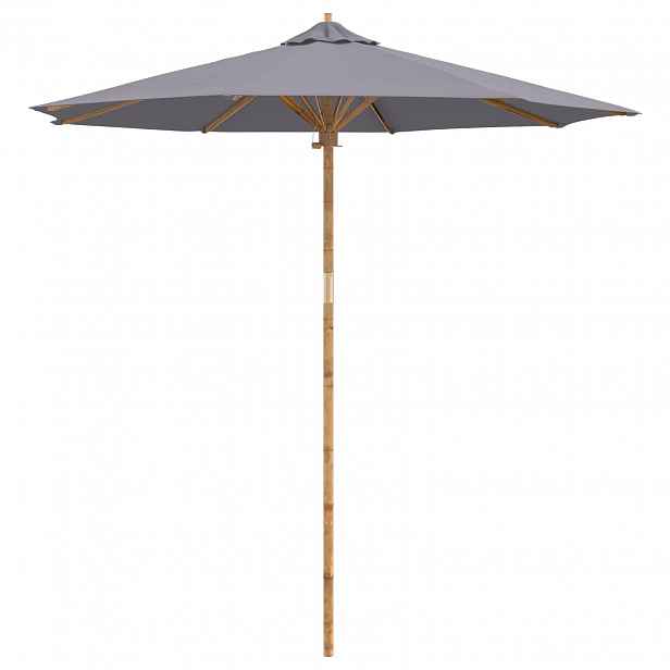 vidaXL Zahradní slunečník Ø 240 x 260 cm Bambus Kulatý Tmavě šedá