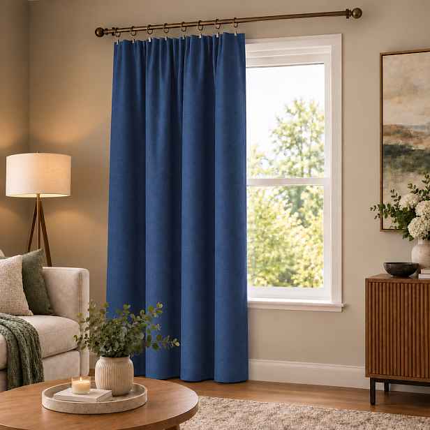 100% zatemňující závěs SUPER BLACKOUT tmavě modrý 037 s řasící páskou 140×250 cm
