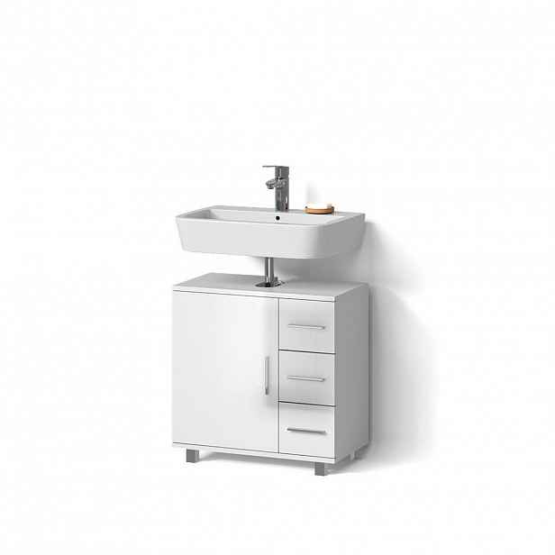 Livinity® DOLNÍ SKŘÍŇKA POD DŘEZ Eisak Bílá vysoký lesk 60 x 60.8 cm