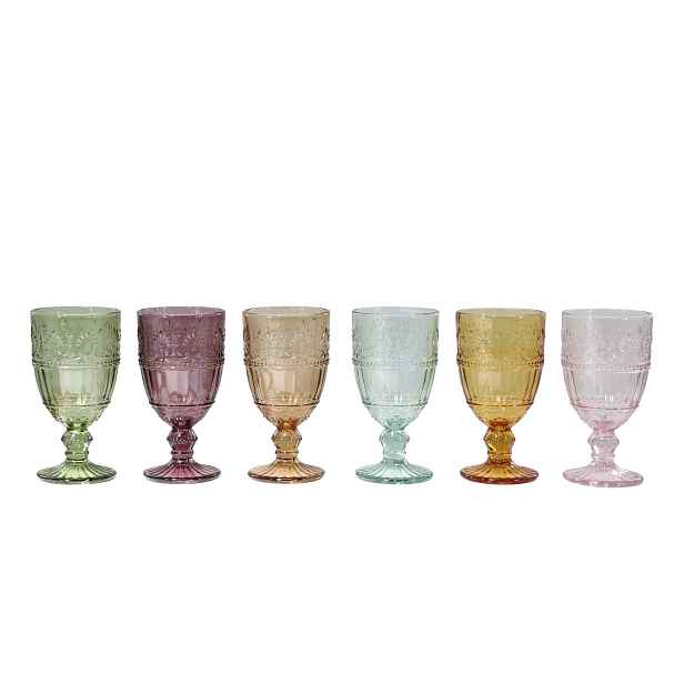 Set 6ks barevných skleniček na víno  Saint-Émilion - Ø 7,5*14 cm / 230ml Chic Antique