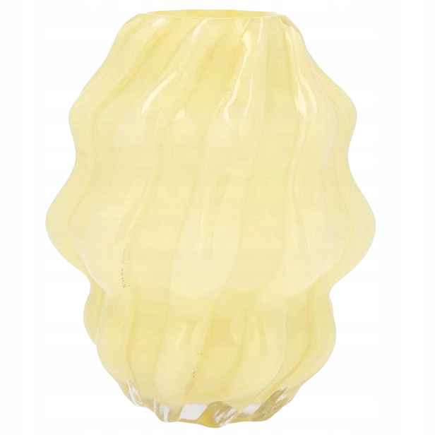 Skleněná Váza 20 cm Kulatý Žlutá Na Květiny Kytice Do Obývacího Pokoje Domu Boho Retro