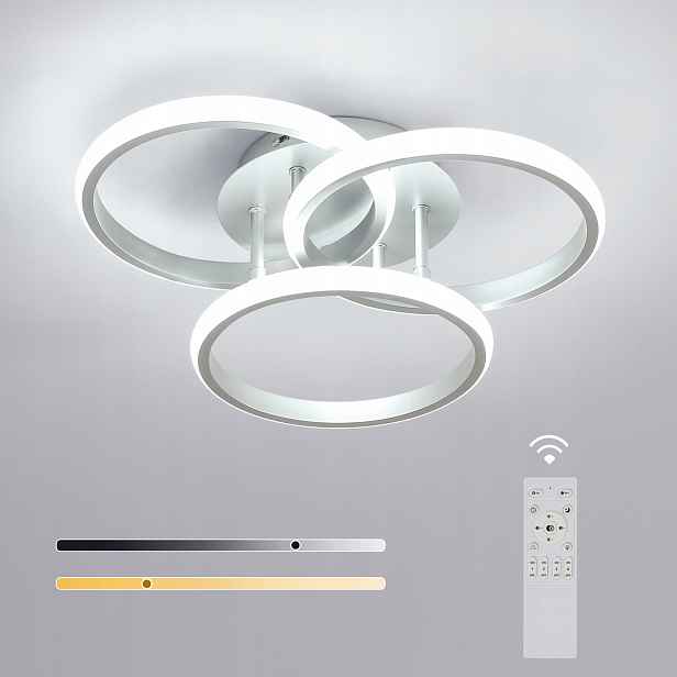 Stropní Led lampa Lustr Stříbrný Moderní Stmívatelný s dálkovým ovládáním 42W