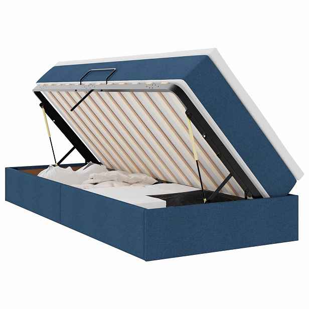 vidaXL Postel s úložným prostorem a matrací Modrá 100 x 200 cm