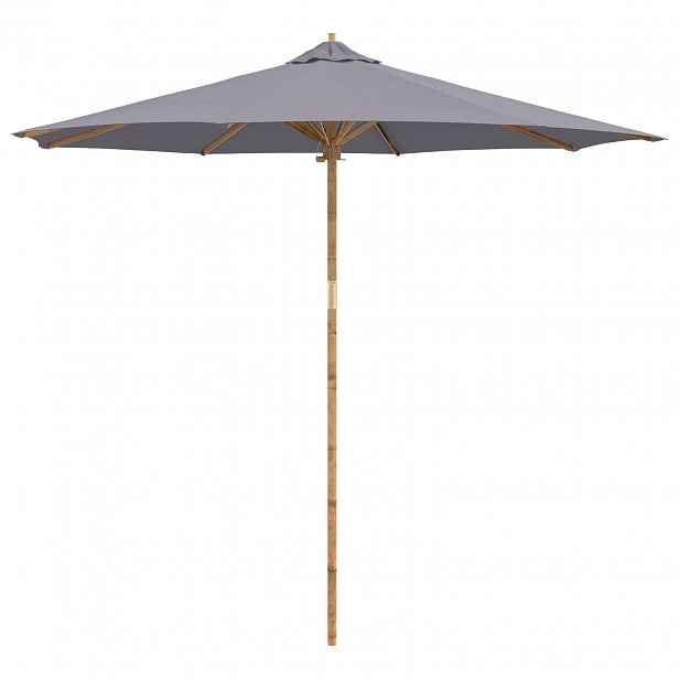vidaXL Zahradní slunečník Ø 270 x 260 cm Bambus Kulatý Tmavě šedá