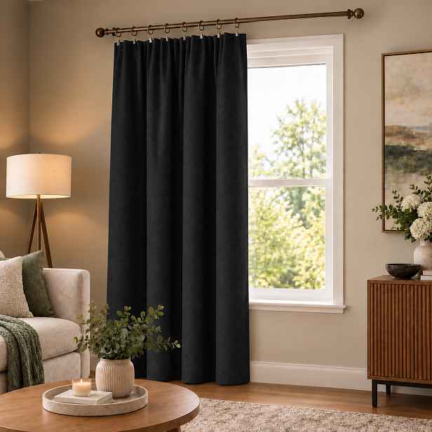 100% zatemňující závěs SUPER BLACKOUT černý 039 s řasící páskou 140×250 cm