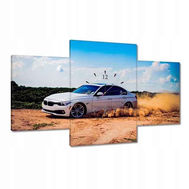 Nástěnné hodiny 100x60 Bmw Drift na písku