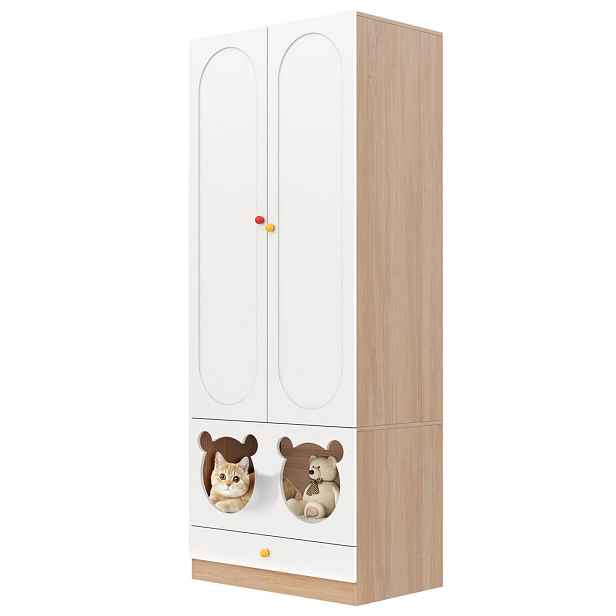 EVRYAE ŠATNÍ SKŘÍŇ s průchodem pro zvířata postel úložný prostor MDF 80/50/200 cm Bílá barva dřeva