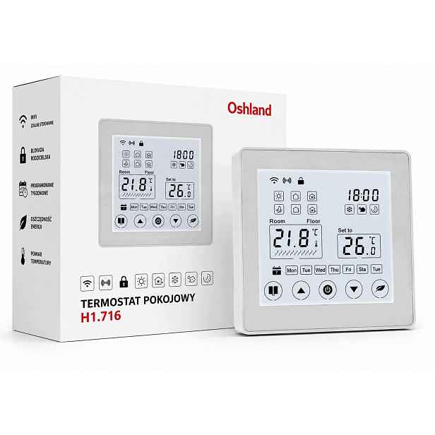 Pokojový Termostat Dotykový Panel LCD 16A Wifi Tuya Podlahový Ntc 3 M