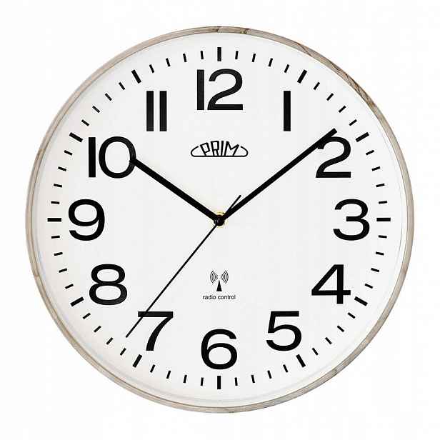 Rádiově Ovládané Tiché Nástěnné Hodiny Prim E01P.4273.9200 30 cm DCF77