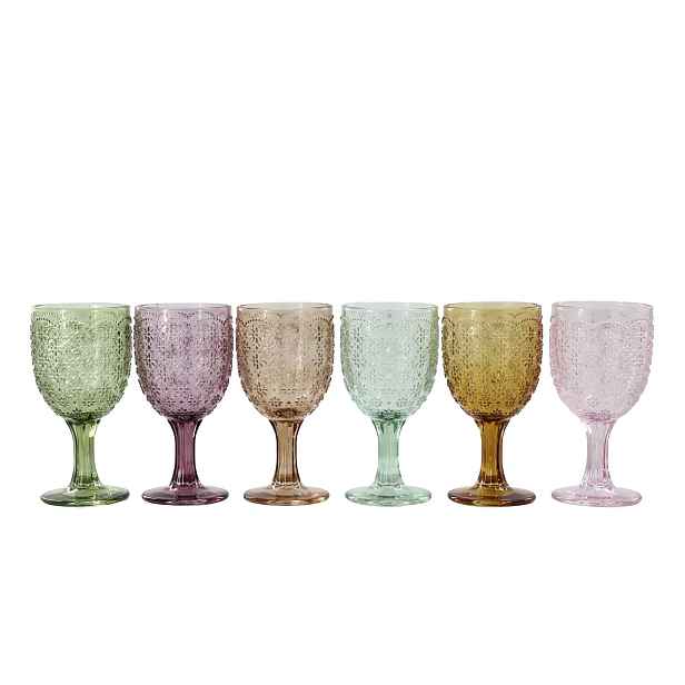 Set 6ks barevných skleniček na víno  Saint-Émilion - Ø 7,5*16 cm / 250ml Chic Antique