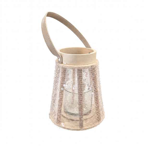 Lucerna s flitry CONE GLAM 22 cm, bílá