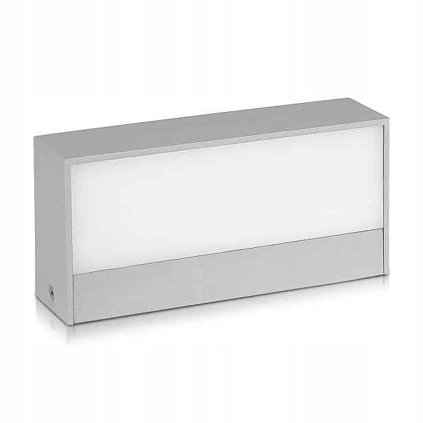 Venkovní zahradní Led nástěnné svítidlo šedé, horní a spodní obdélníkové, 6400K, 17 cm V-tac