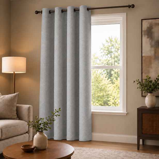100% zatemňující závěs SUPER BLACKOUT světle šedý 002 s kroužky 140×250 cm