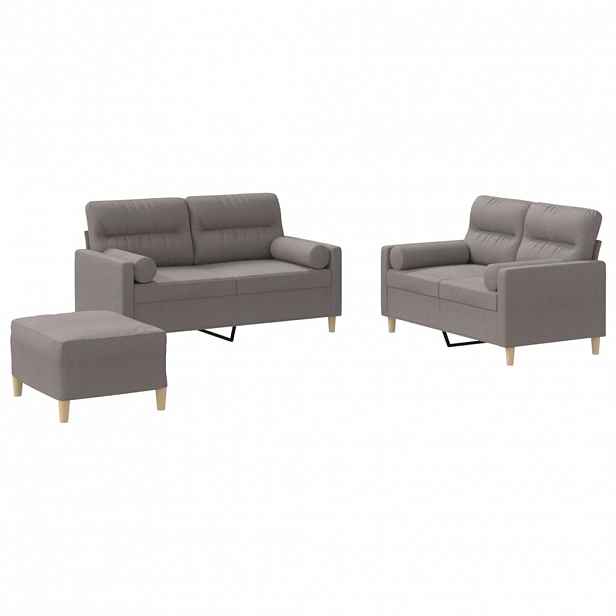 vidaXL 3dílná sedací souprava s polštáři taupe textil