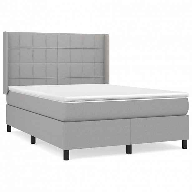 vidaXL Box spring postel s matrací světle šedá 140 x 200 cm textil