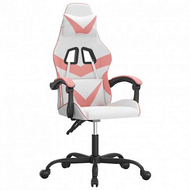 vidaXL Herní židle bílá a růžová umělá kůže