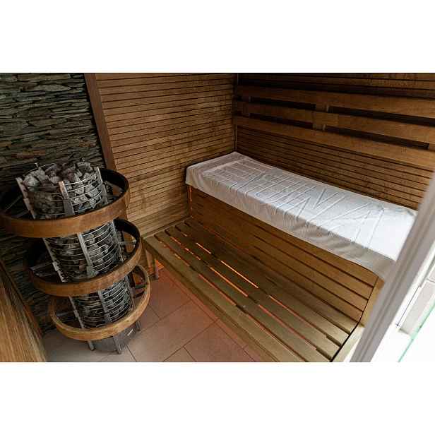 Bavlněný ručník do sauny 200 x 70 cm Vitalhome bílý s nápisem Sauna