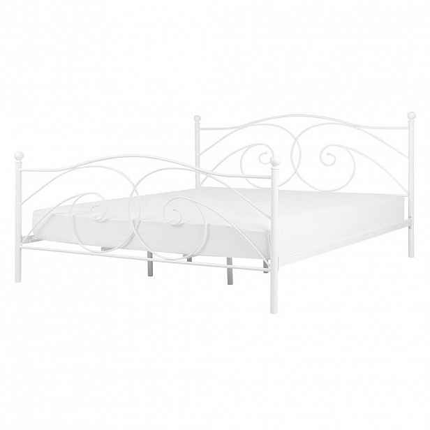 Beliani KOVOVÁ POSTEL 140/200 cm Bílá Dinard