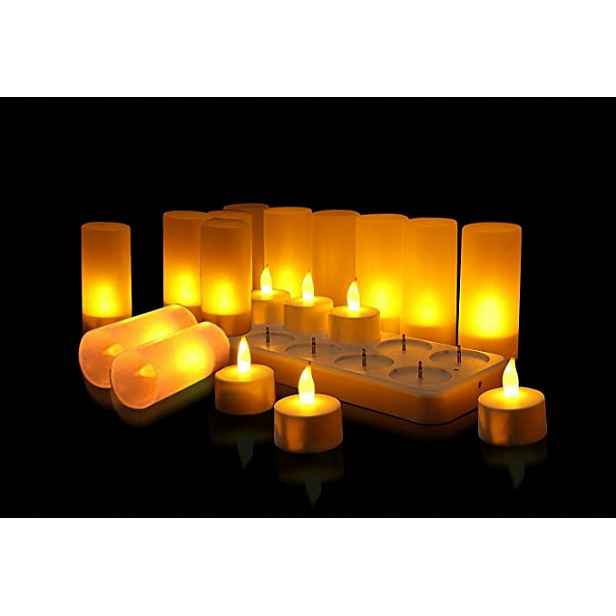 Bezplamenné Led svíčky Usb s 12 kusů svíčkami a základnou