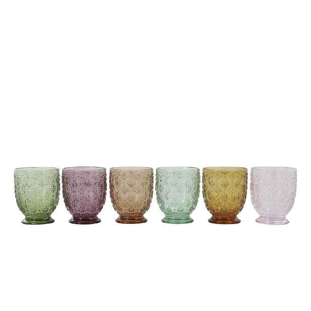 Set 6ks barevných skleniček na vodu Saint-Émilion - Ø 8*10 cm / 250ml Chic Antique