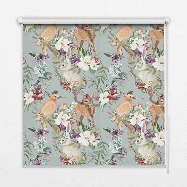 TULUP VNITŘNÍ roleta - okenní roleta - roleta - 70x140 cm - Ptáci, jeleni a králíci