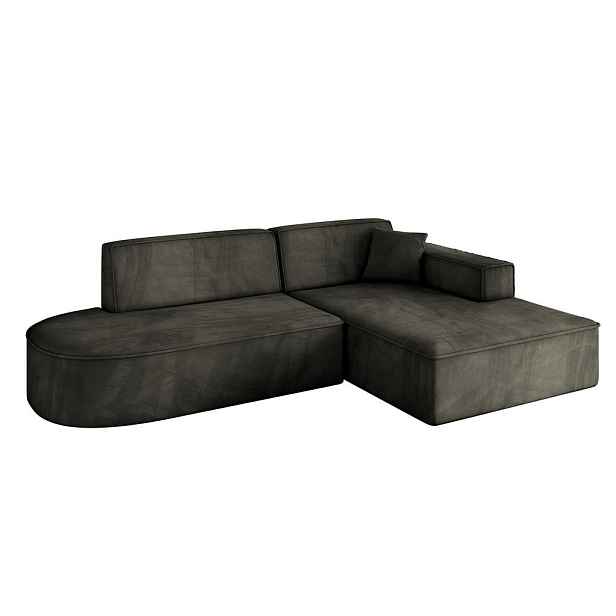 ALTDECOR ROHOVÁ SEDAČKA s otomanem, pravá IREA-L1-v4 232x165x77 Černá Velur