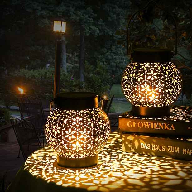 Venkovní Solární Lampa 2 Kusy IP65 Vodotěsná Kovová Retro