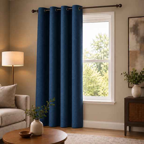 100% zatemňující závěs SUPER BLACKOUT tmavě modrý 037 s kroužky 140×250 cm