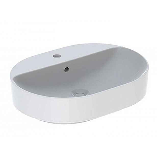 Geberit VariForm - Umyvadlo na desku 50x48 cm, s přepadem, otvor pro baterii, bílá 500.775.01.2