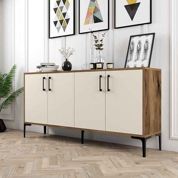 Konzolový stolek Kiev 160 - Walnut, Cream